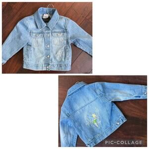Disney Jean Jacket Star Accents Tinkerbell Embroidered with Crystal Buttons 4